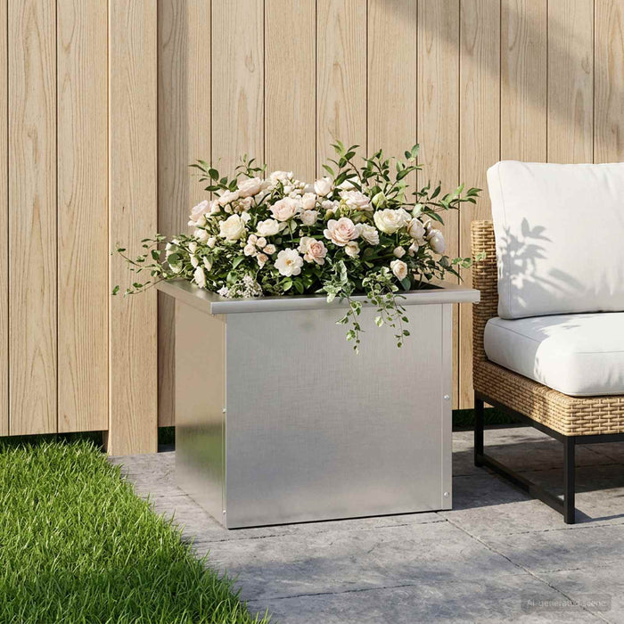 Jardinieră de grădină cu LED Argintiu 30 x 40 x 30 cm WALTI