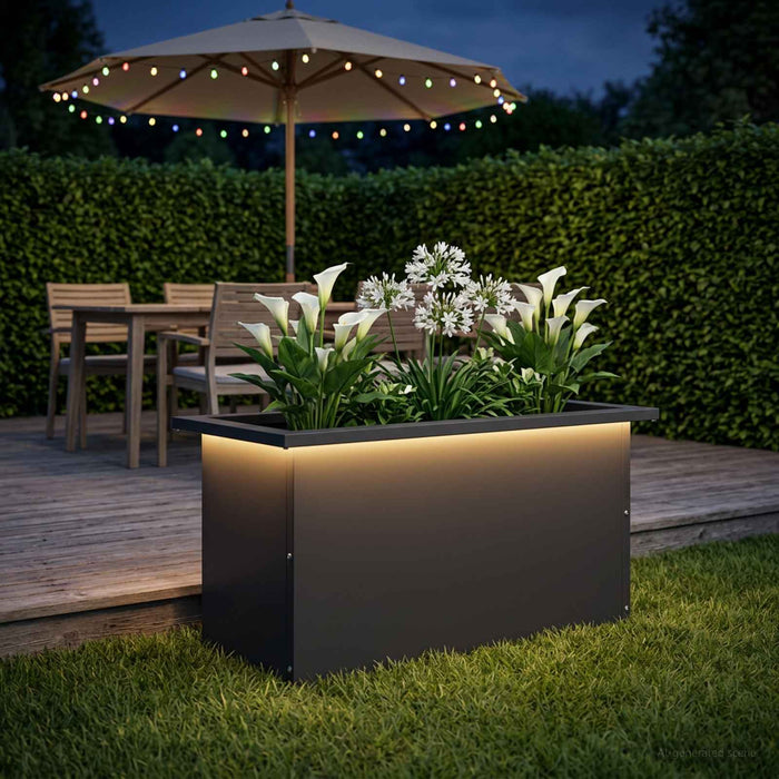 Jardinieră de grădină cu LED Negru 30 x 60 x 30 cm Oțel WALTI