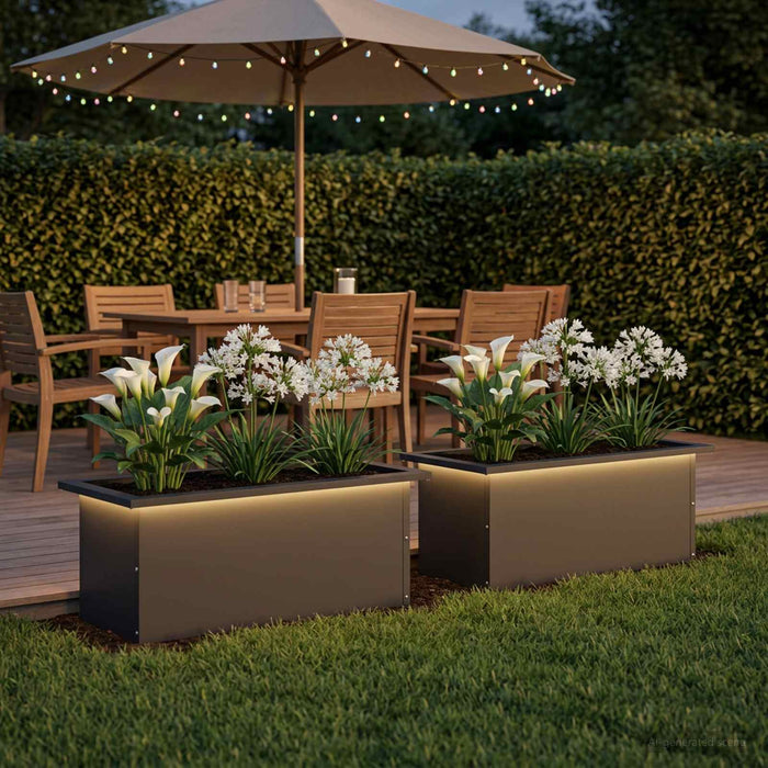 Jardinieră de grădină cu LED 2 buc. Negru 30 x 60 x 30 cm Oțel - WALTI WALTI