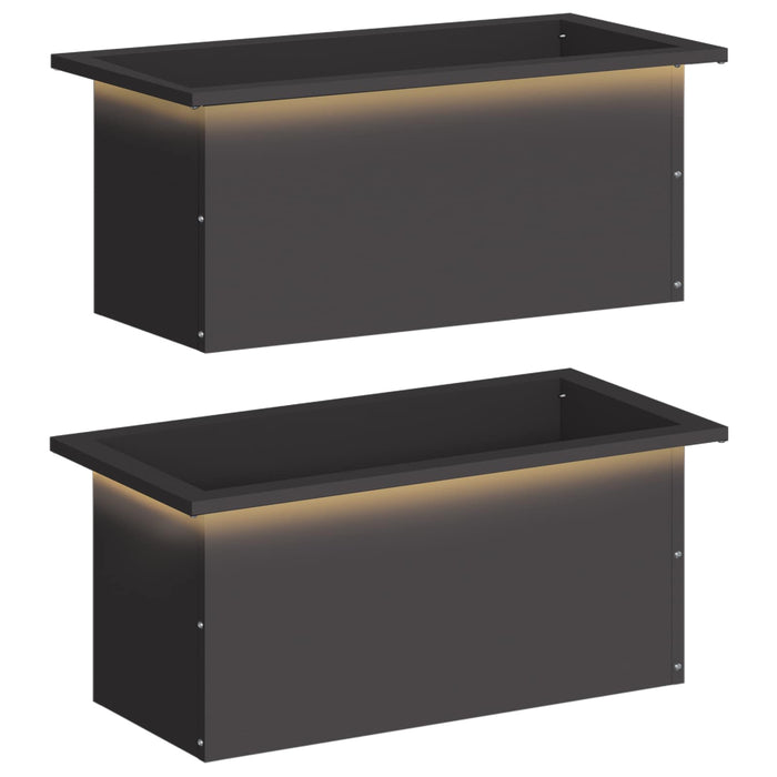 Jardinieră de grădină cu LED 2 buc. Negru 30 x 60 x 30 cm Oțel - WALTI WALTI