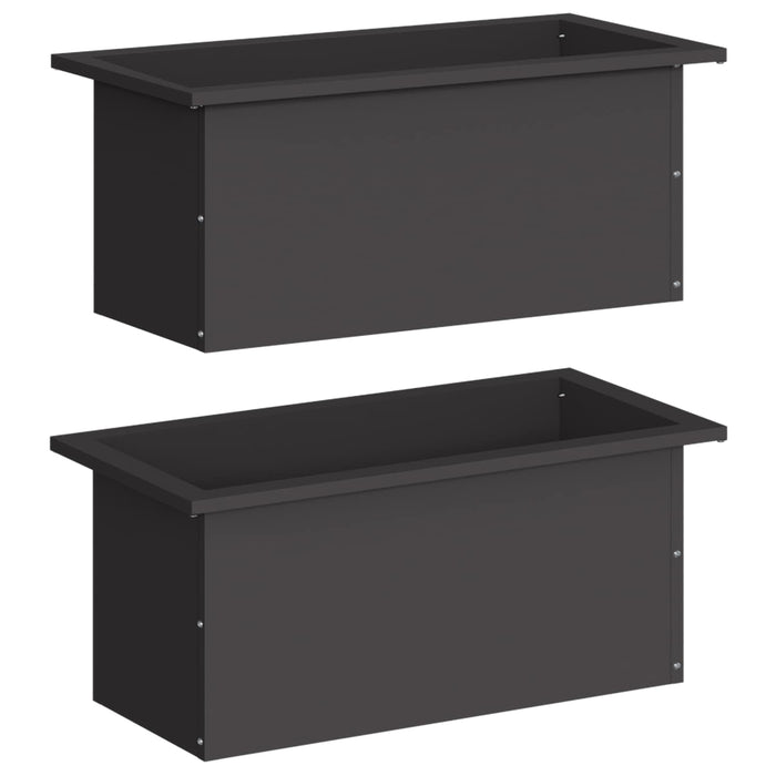 Jardinieră de grădină cu LED 2 buc. Negru 30 x 60 x 30 cm Oțel - WALTI WALTI