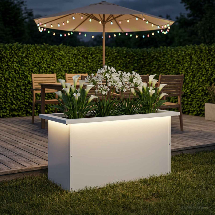 Jardinieră de grădină cu LED Alb 30 x 60 x 30 cm Oțel WALTI