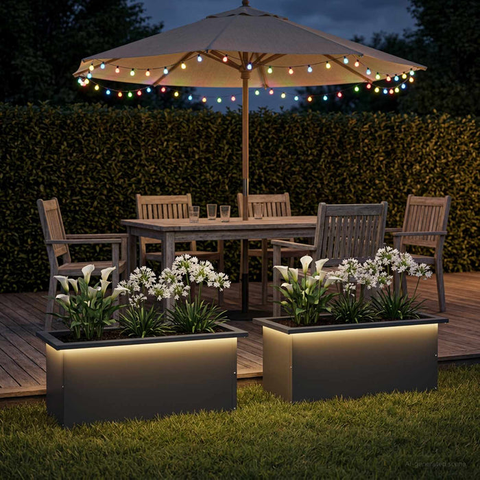 Jardinieră de grădină cu LED 2 buc. Antracit 30 x 60 x 30 cm - WALTI WALTI