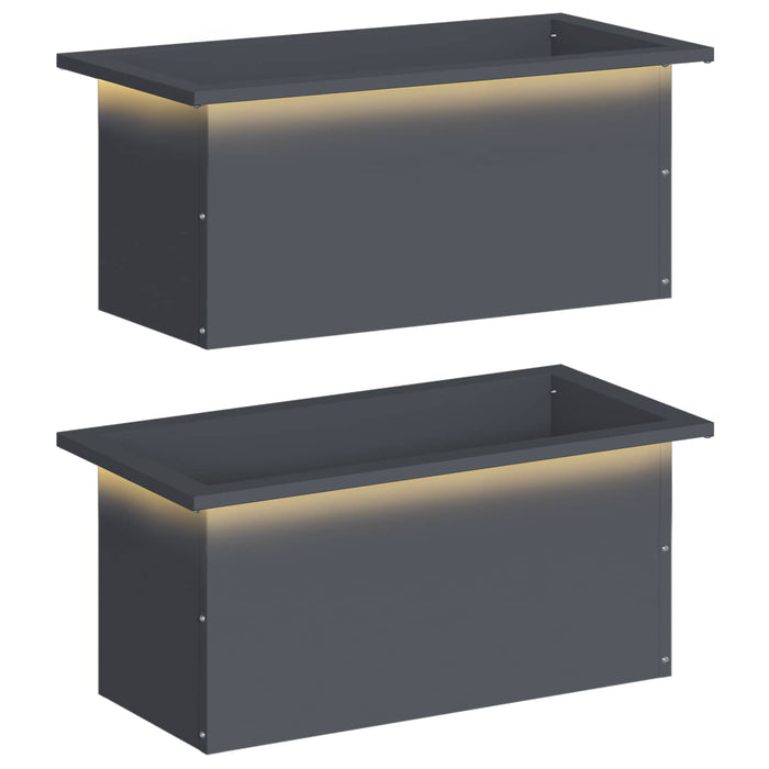 Jardinieră de grădină cu LED 2 buc. Antracit 30 x 60 x 30 cm WALTI