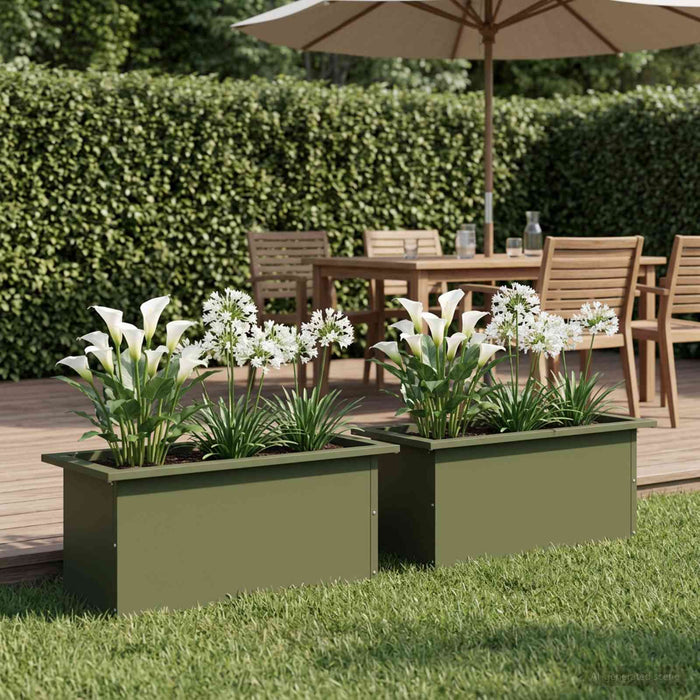 Jardinieră de grădină cu LED 2 buc. Verde măsliniu - WALTI WALTI