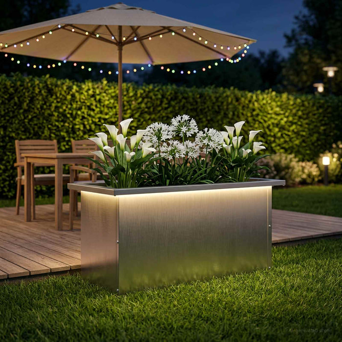 Jardinieră de grădină cu LED Argintiu 30 x 60 x 30 cm WALTI