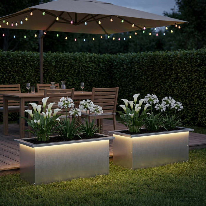 Jardinieră de grădină cu LED 2 buc. Argintiu 30 x 60 x 30 cm - WALTI WALTI