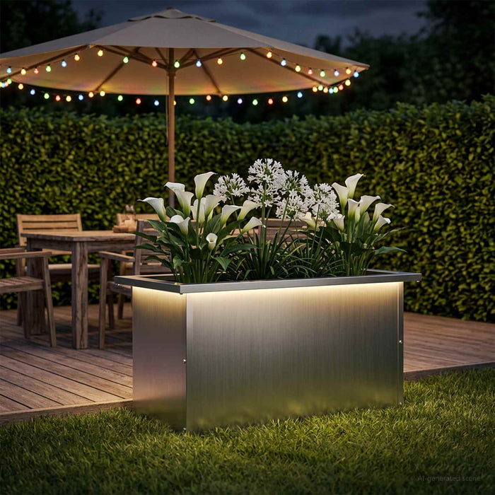 Jardinieră de grădină cu LED Argintiu 30 x 60 x 30 cm WALTI
