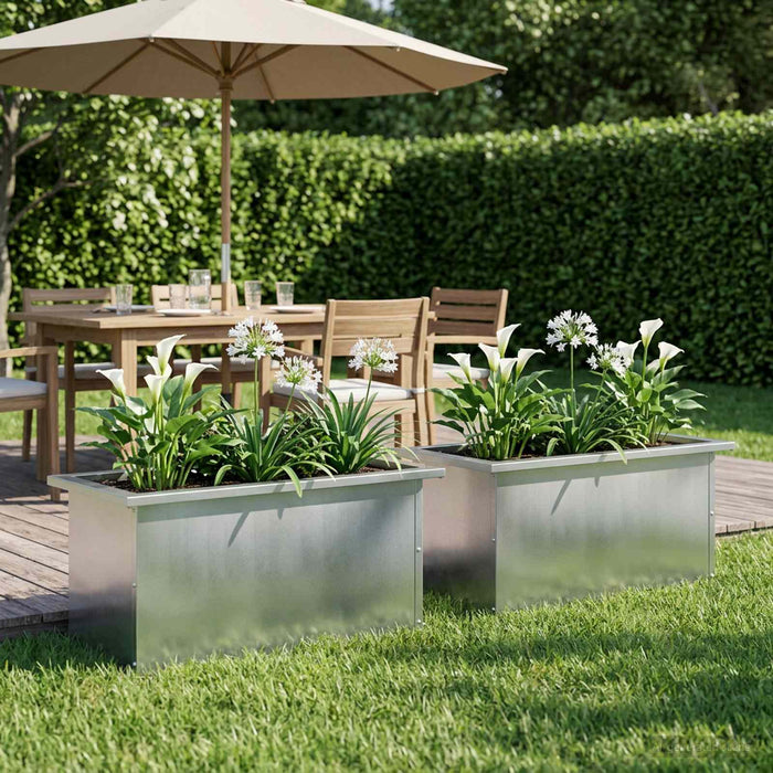 Jardinieră de grădină cu LED 2 buc. Argintiu 30 x 60 x 30 cm - WALTI WALTI