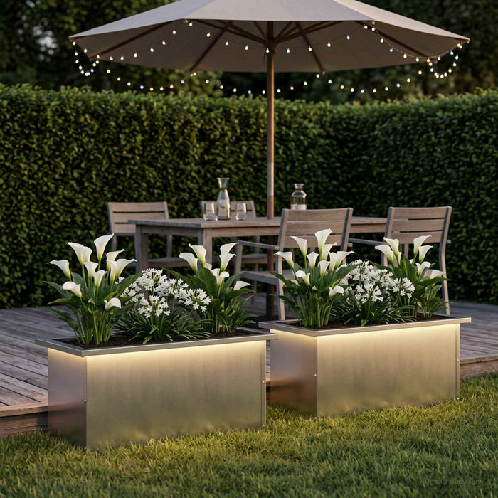 Jardinieră de grădină cu LED 2 buc. Argintiu 30 x 60 x 30 cm - WALTI WALTI