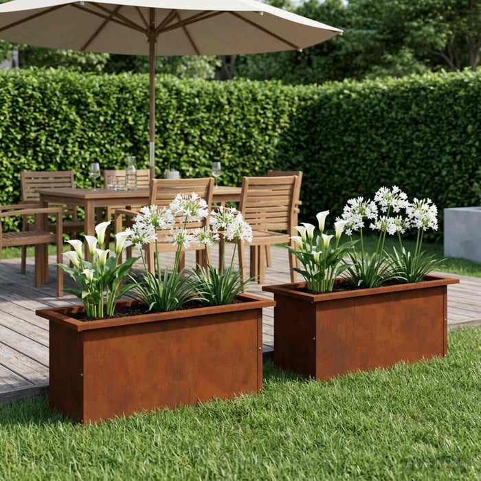 Jardinieră de grădină cu LED 2 buc. Ruginit 30 x 60 x 30 cm - WALTI WALTI