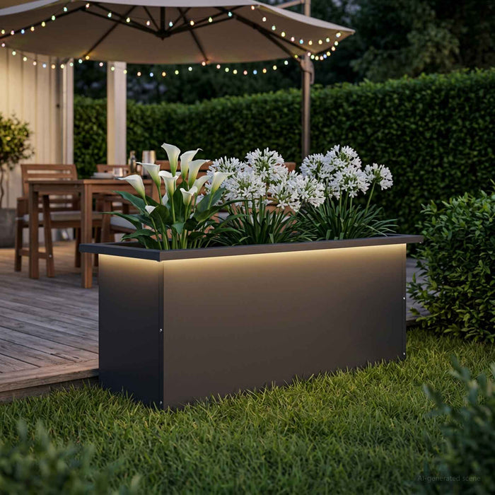 Jardinieră de grădină cu LED Negru 30 x 80 x 30 cm Oțel WALTI