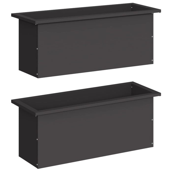 Jardinieră de grădină cu LED 2 buc. Negru 30 x 80 x 30 cm Oțel WALTI