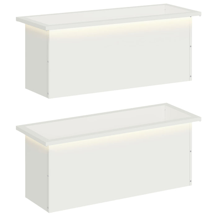 Jardinieră de grădină cu LED 2 buc. Alb 30 x 80 x 30 cm Oțel WALTI