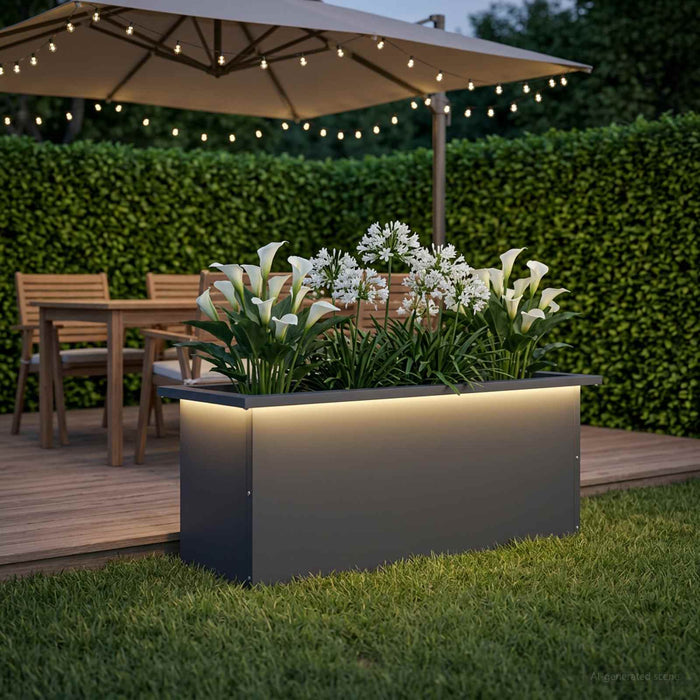 Jardinieră de grădină cu LED Antracit 30 x 80 x 30 cm Oțel WALTI