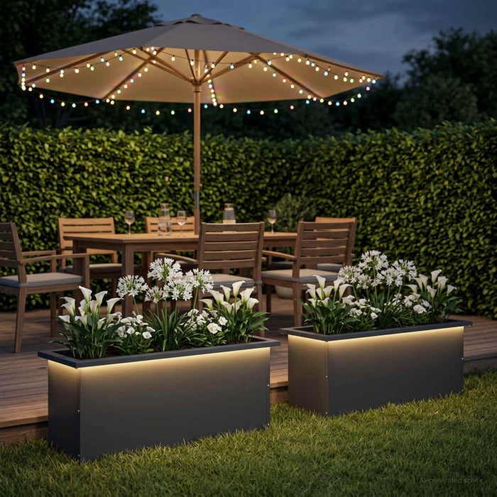 Jardinieră de grădină cu LED 2 buc. Antracit 30 x 80 x 30 cm - WALTI WALTI