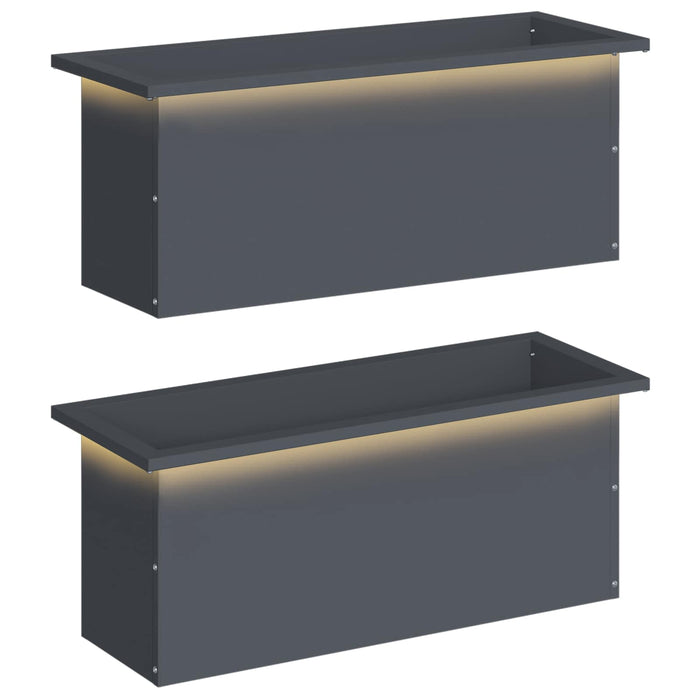 Jardinieră de grădină cu LED 2 buc. Antracit 30 x 80 x 30 cm WALTI