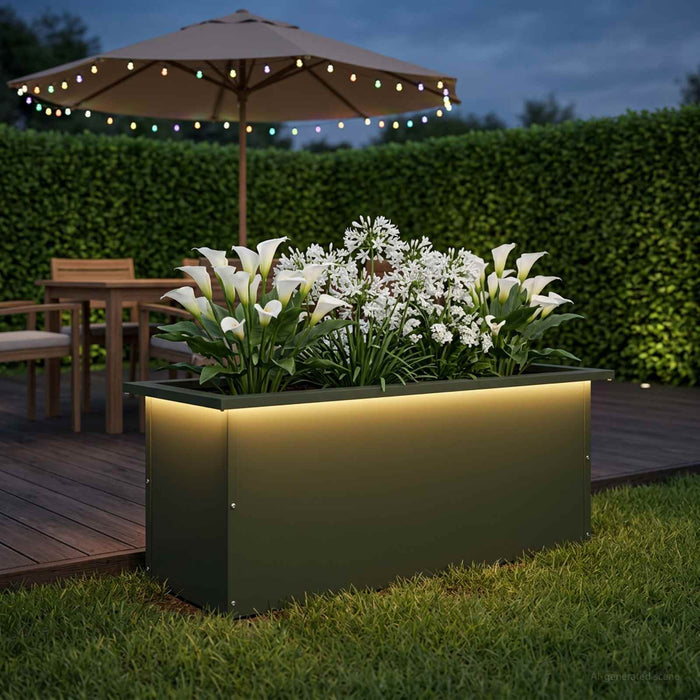 Jardinieră de grădină cu LED Verde măsliniu 30 x 80 x 30 cm WALTI