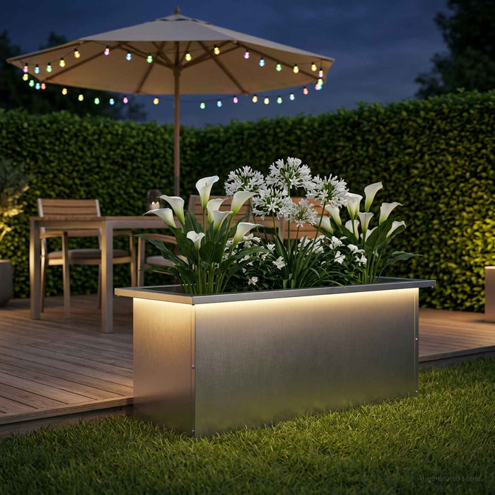 Jardinieră de grădină cu LED Argintiu 30 x 80 x 30 cm WALTI