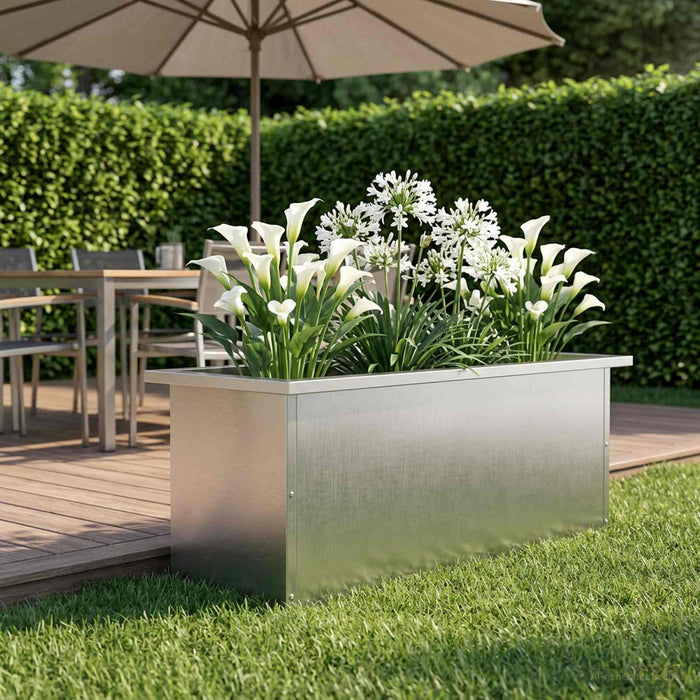 Jardinieră de grădină cu LED Argintiu 30 x 80 x 30 cm WALTI