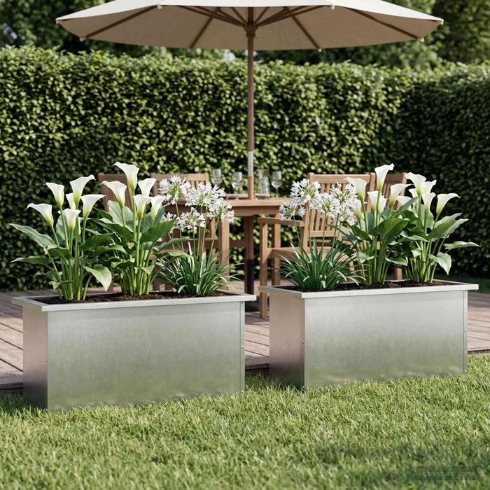 Jardinieră de grădină cu LED 2 buc. Argintiu 30 x 80 x 30 cm WALTI