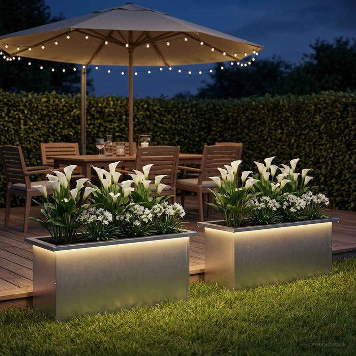 Jardinieră de grădină cu LED 2 buc. Argintiu 30 x 80 x 30 cm WALTI