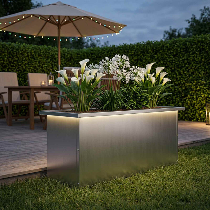 Jardinieră de grădină cu LED Argintiu 30 x 80 x 30 cm WALTI