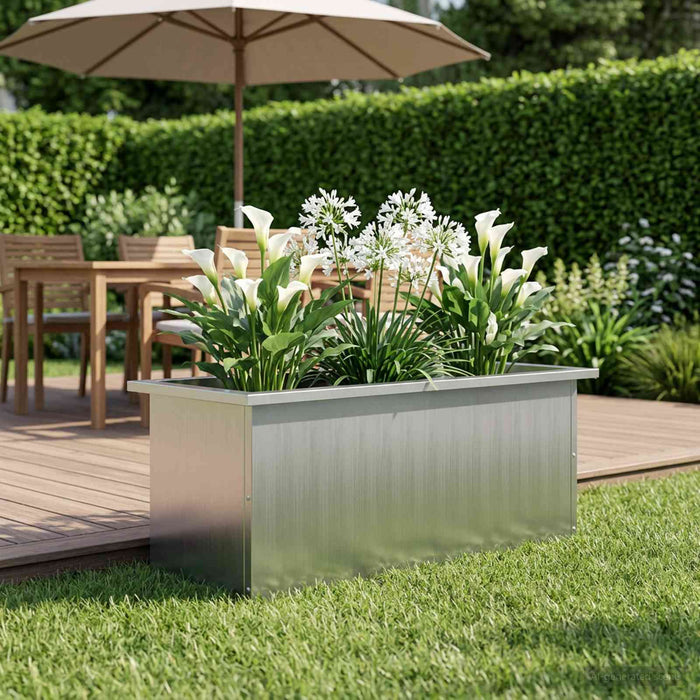 Jardinieră de grădină cu LED Argintiu 30 x 80 x 30 cm WALTI
