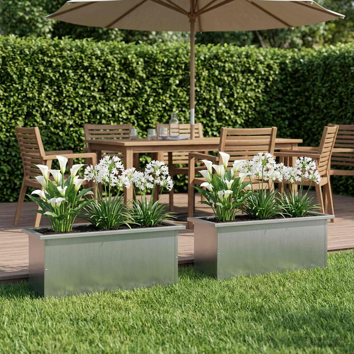 Jardinieră de grădină cu LED 2 buc. Argintiu 30 x 80 x 30 cm WALTI