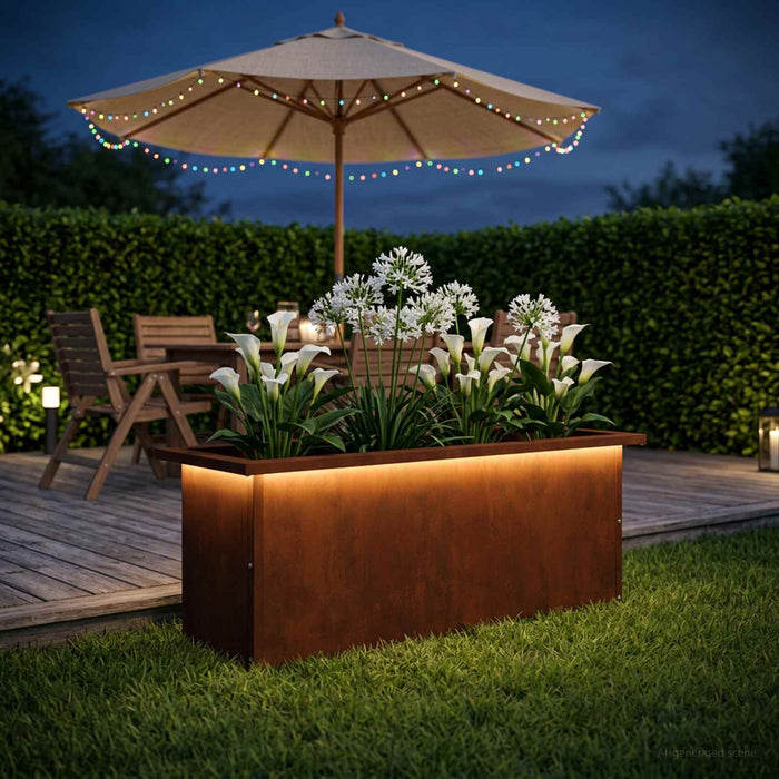 Jardinieră de grădină cu LED Ruginit 30 x 80 x 30 cm WALTI