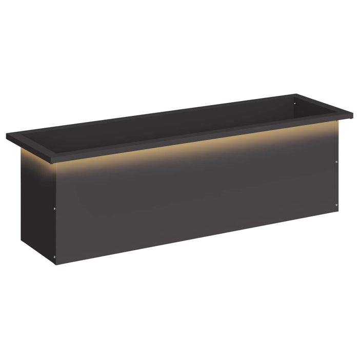 Jardinieră de grădină cu LED Negru 30 x 100 x 30 cm Oțel WALTI