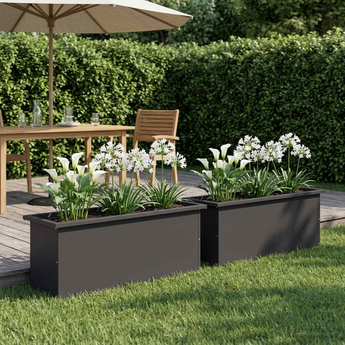 Jardinieră de grădină cu LED 2 buc. Negru 30 x 100 x 30 cm Oțel - WALTI WALTI