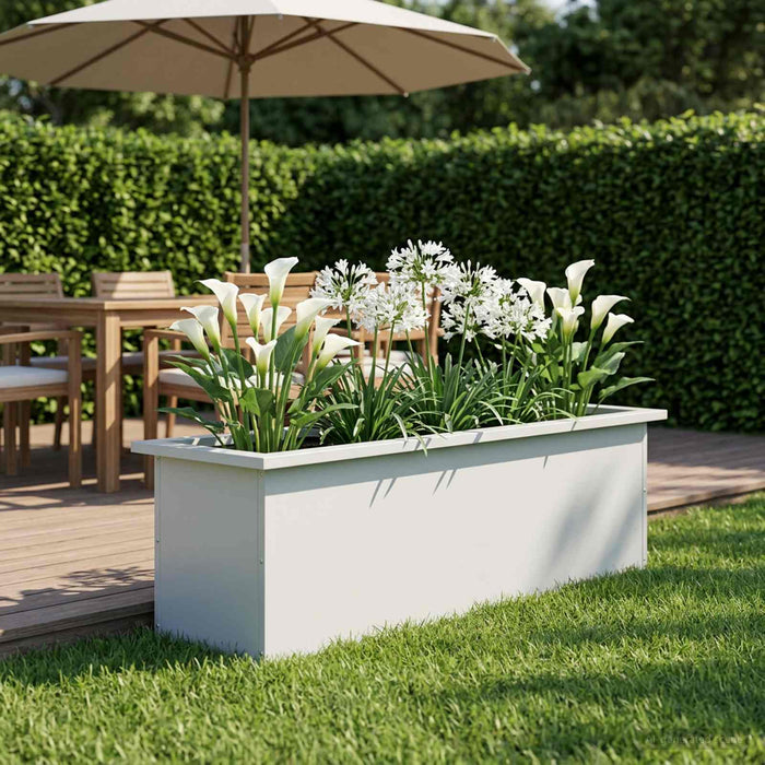 Jardinieră de grădină cu LED Alb 30 x 100 x 30 cm Oțel - WALTI WALTI