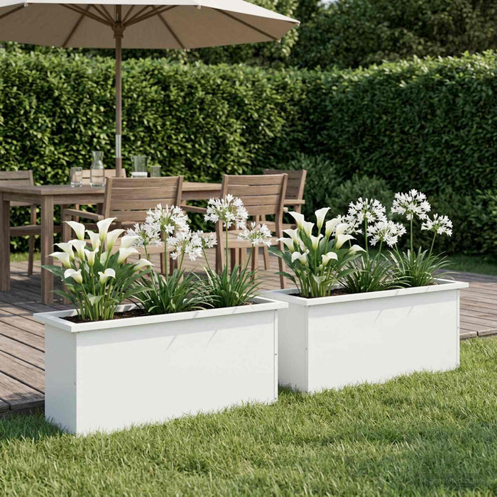 Jardinieră de grădină cu LED 2 buc. Alb 30 x 100 x 30 cm Oțel - WALTI WALTI