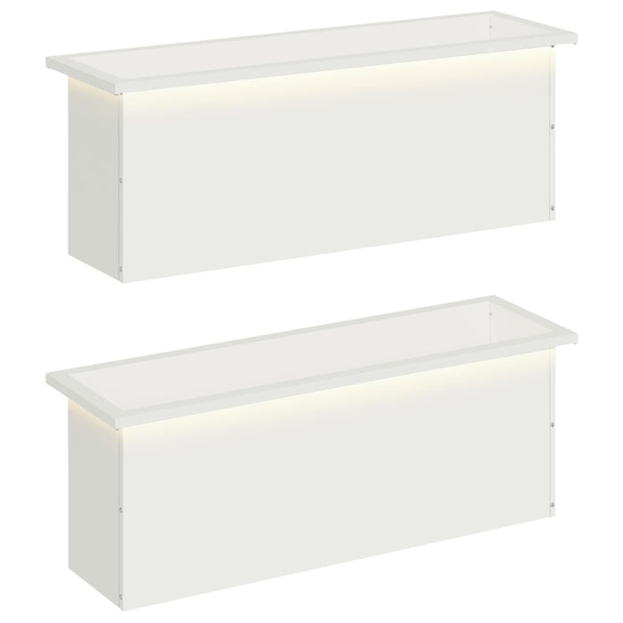 Jardinieră de grădină cu LED 2 buc. Alb 30 x 100 x 30 cm Oțel WALTI
