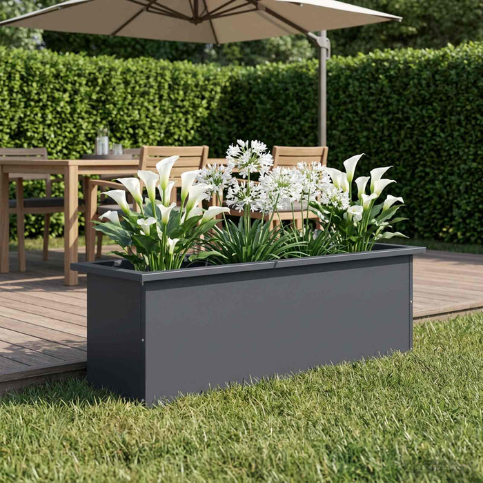 Jardinieră de grădină cu LED Antracit 30 x 100 x 30 cm Oțel WALTI