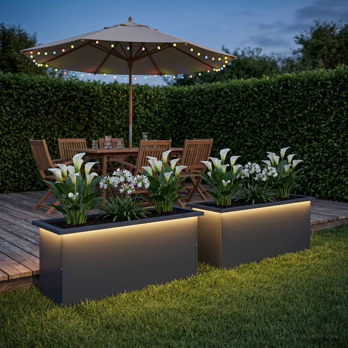 Jardinieră de grădină cu LED 2 buc. Antracit 30 x 100 x 30 cm - WALTI WALTI