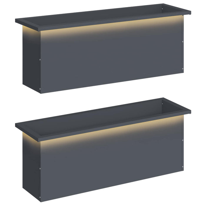 Jardinieră de grădină cu LED 2 buc. Antracit 30 x 100 x 30 cm WALTI