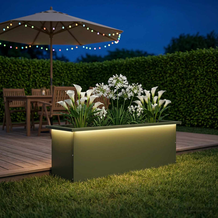 Jardinieră de grădină cu LED Verde măsliniu 30 x 100 x 30 cm WALTI
