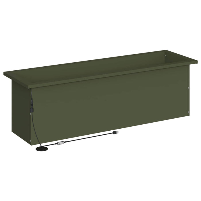 Jardinieră de grădină cu LED Verde măsliniu 30 x 100 x 30 cm WALTI
