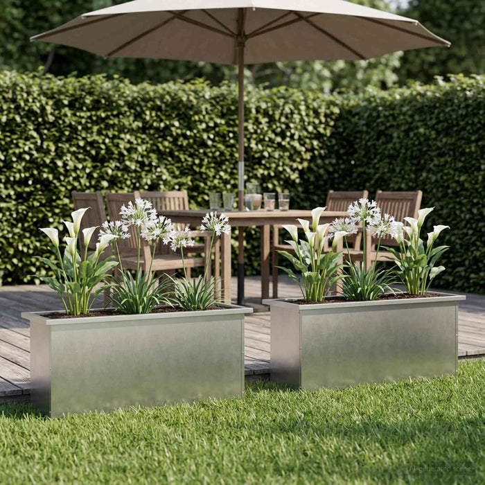 Jardinieră de grădină cu LED 2 buc. Argintiu 30 x 100 x 30 cm - WALTI WALTI