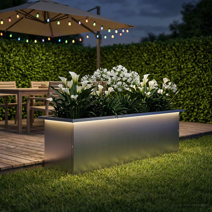 Jardinieră de grădină cu LED Argintiu 30 x 100 x 30 cm WALTI