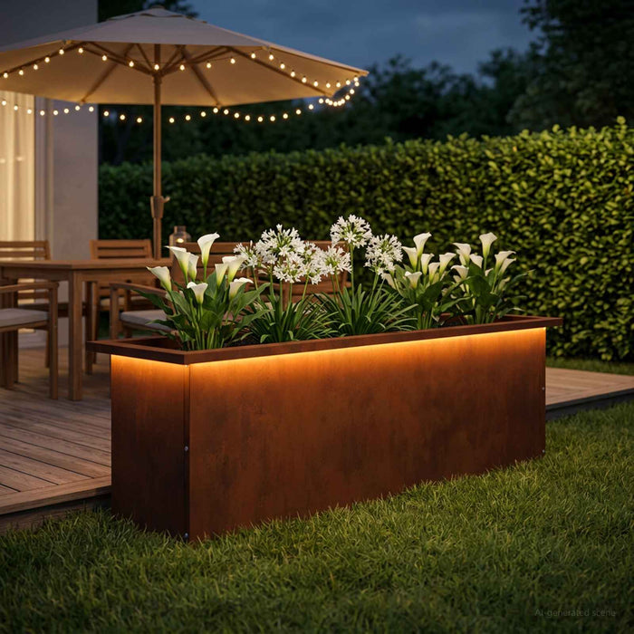 Jardinieră de grădină cu LED Ruginit 30 x 100 x 30 cm WALTI