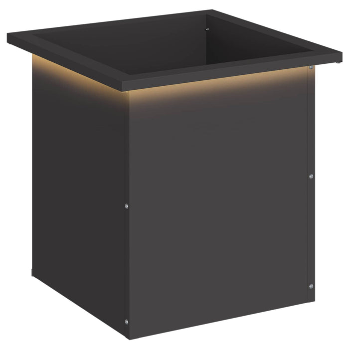 Jardinieră de grădină cu LED Negru 40 x 40 x 40 cm Oțel WALTI