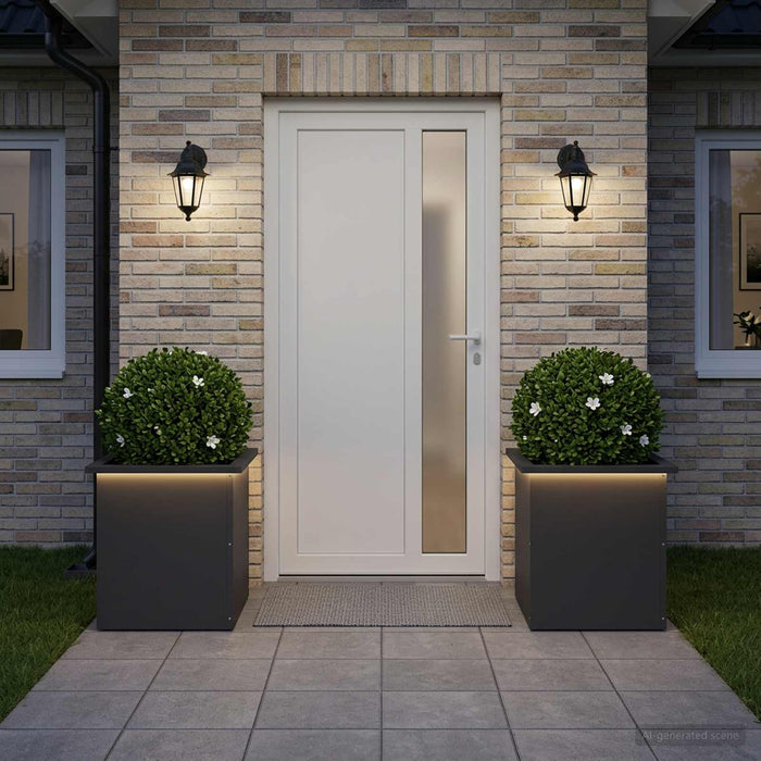 Jardinieră de grădină cu LED 2 buc. Negru 40 x 40 x 40 cm Oțel - WALTI WALTI
