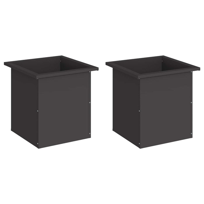 Jardinieră de grădină cu LED 2 buc. Negru 40 x 40 x 40 cm Oțel WALTI