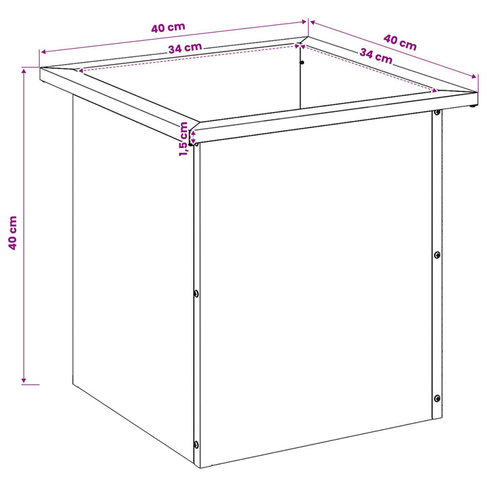 Jardinieră de grădină cu LED 2 buc. Negru 40 x 40 x 40 cm Oțel WALTI