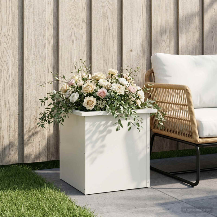 Jardinieră de grădină cu LED Alb 40 x 40 x 40 cm Oțel - WALTI WALTI