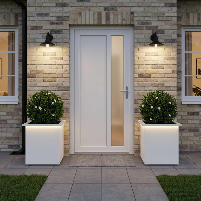 Jardinieră de grădină cu LED 2 buc. Alb 40 x 40 x 40 cm Oțel WALTI