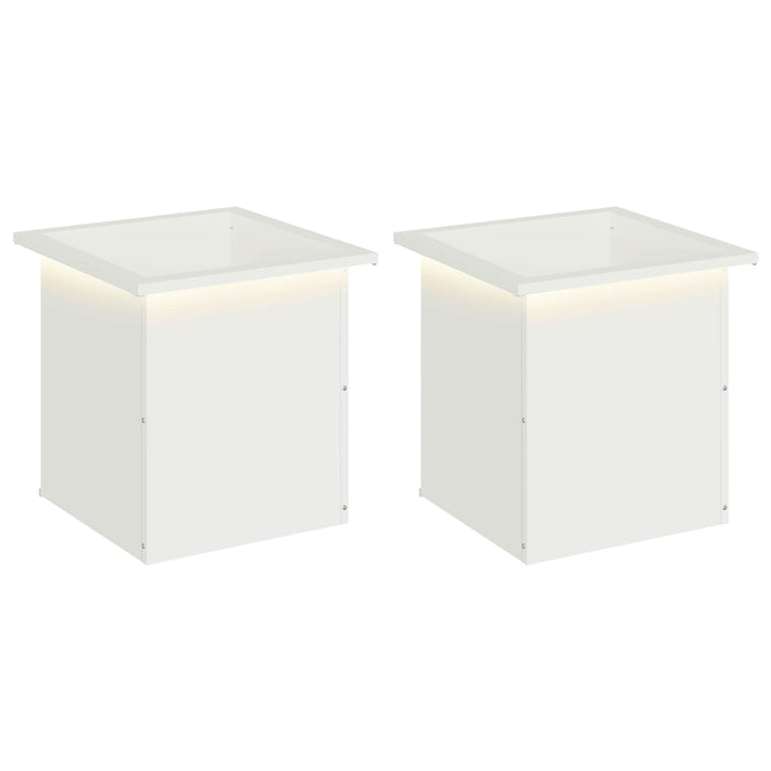 Jardinieră de grădină cu LED 2 buc. Alb 40 x 40 x 40 cm Oțel WALTI